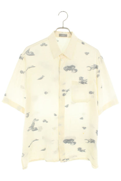 DIOR Silk Blend Print S/S Shirt White Size XXL