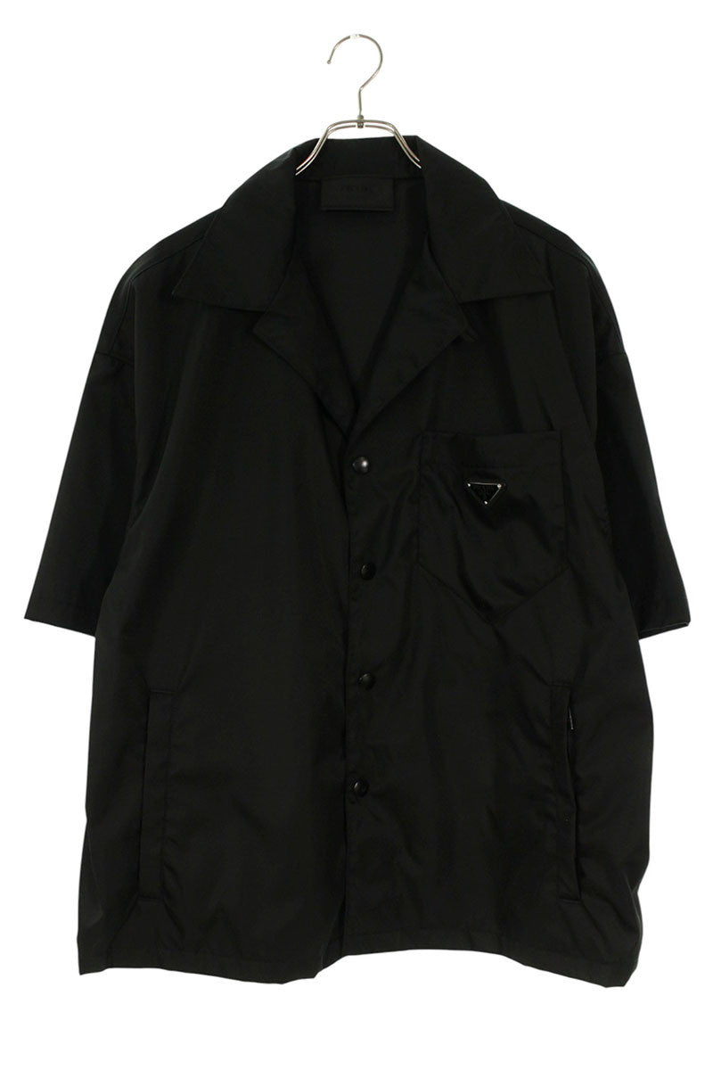 PRADA Re-Nylon Logo Plate S/S Shirt Black Size XXL