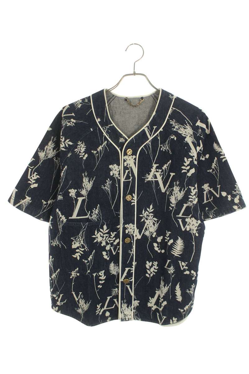 LOUISVUITTON 20AW LV Leaf Denim Baseball SS Shirt Size M