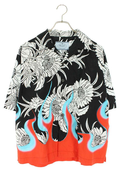 PRADA 18AW Fire Pattern Floral S/S Shirt Multi Size M