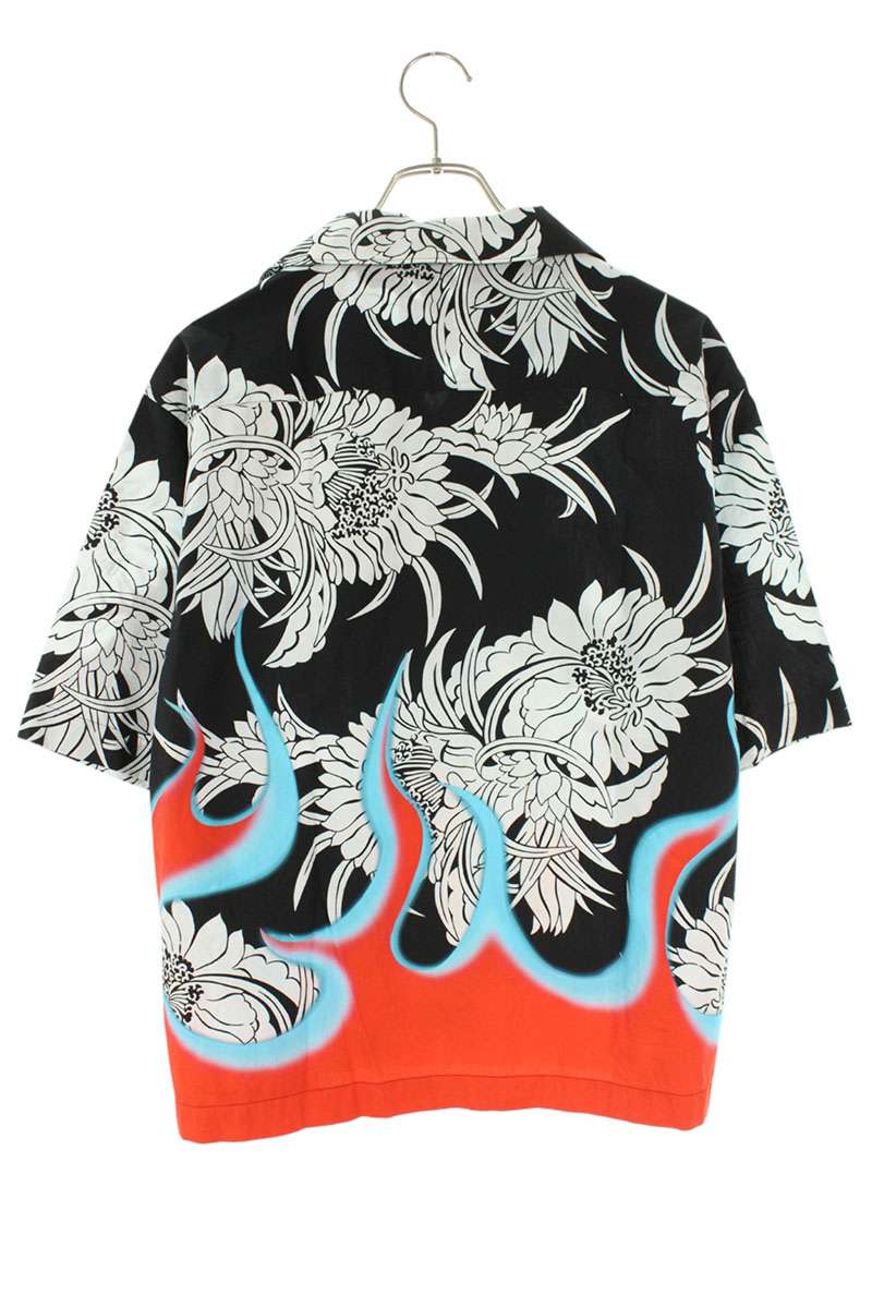 PRADA 18AW Fire Pattern Floral S/S Shirt Multi Size M