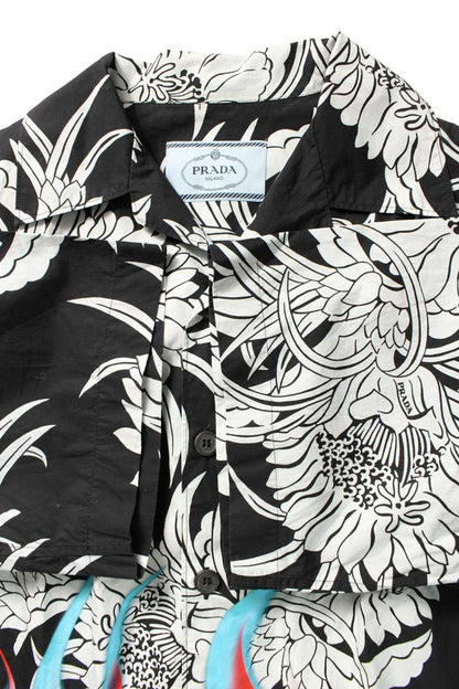 PRADA 18AW Fire Pattern Floral S/S Shirt Multi Size M