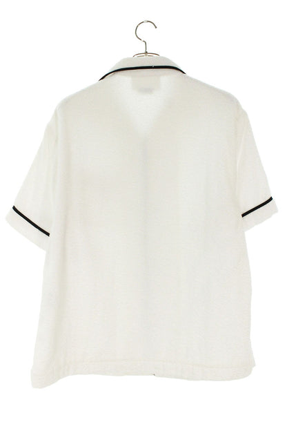 PRADA Logo Plate Cotton Terry Bowling S/S Shirt White Size M