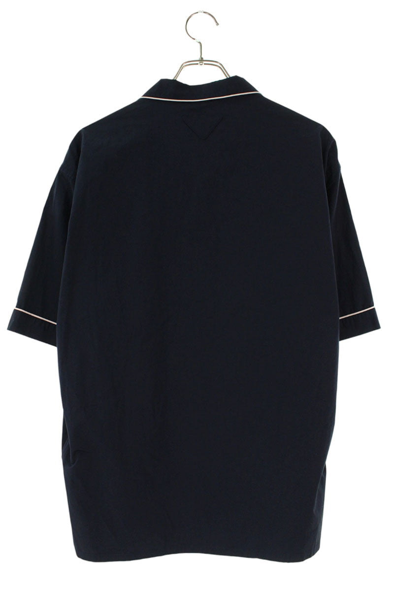 PRADA Open Collar Cotton S/S Shirt Navy Size L