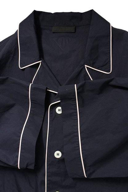 PRADA Open Collar Cotton S/S Shirt Navy Size L