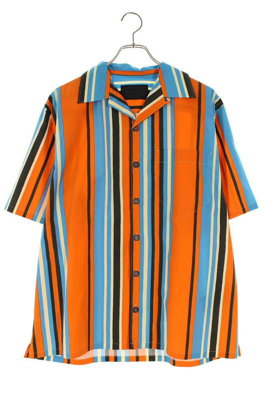 PRADA Open Collar Stripe S/S Shirt Multi Size M