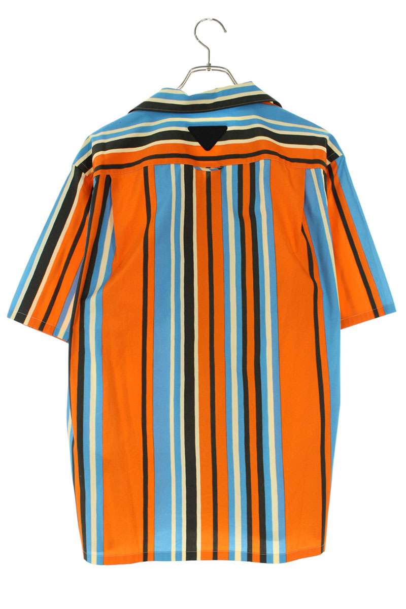 PRADA Open Collar Stripe S/S Shirt Multi Size M