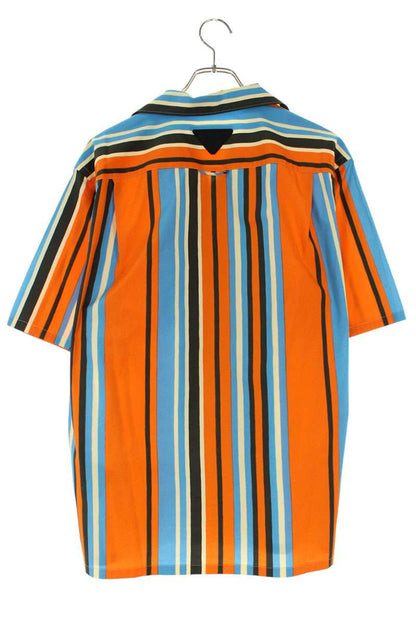 PRADA Open Collar Stripe S/S Shirt Multi Size M
