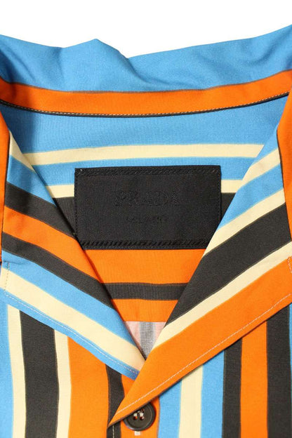PRADA Open Collar Stripe S/S Shirt Multi Size M