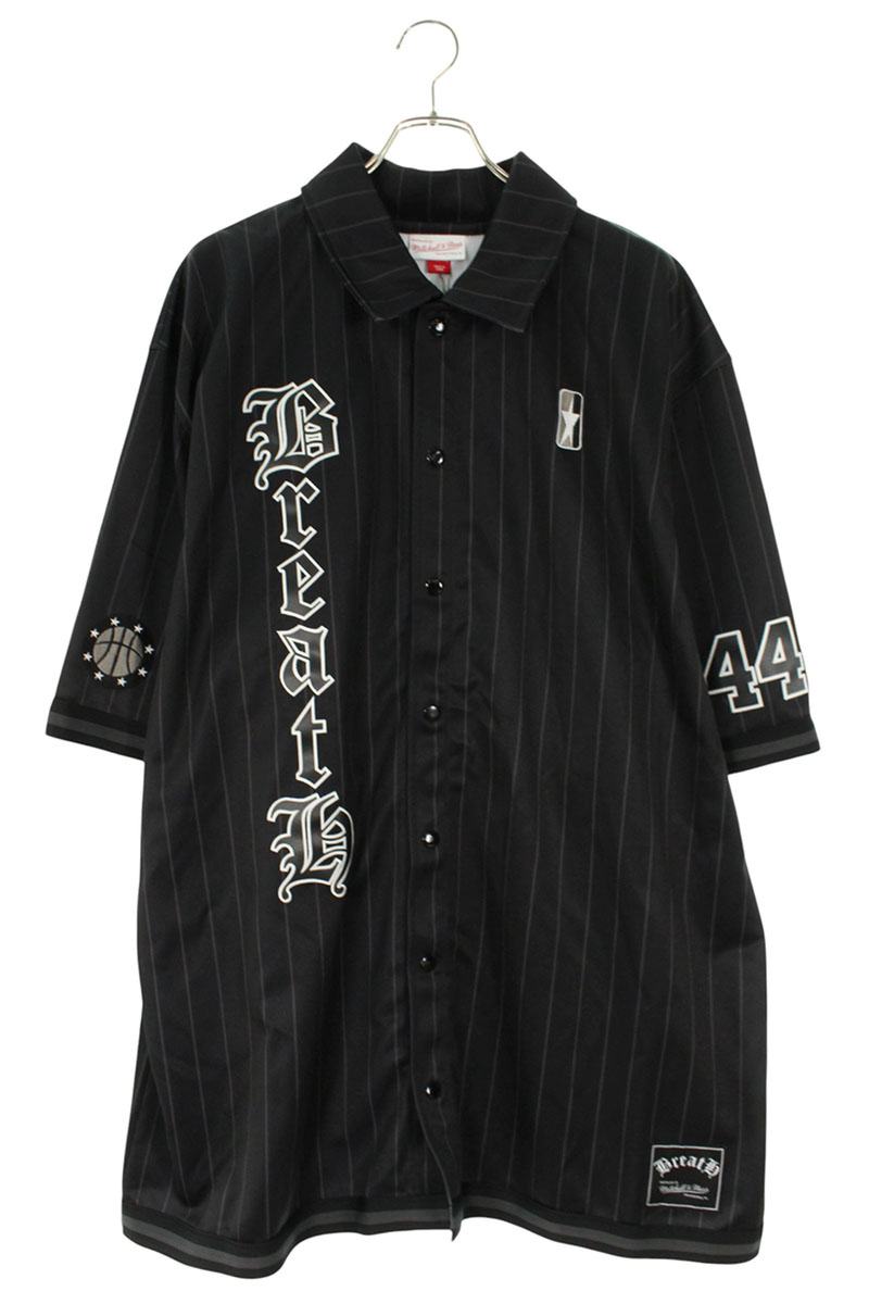 Mitchell & Ness BreatH Logo Short Sleeve Shirt Black Size 52