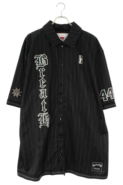 Mitchell & Ness BreatH Logo Short Sleeve Shirt Black Size 52