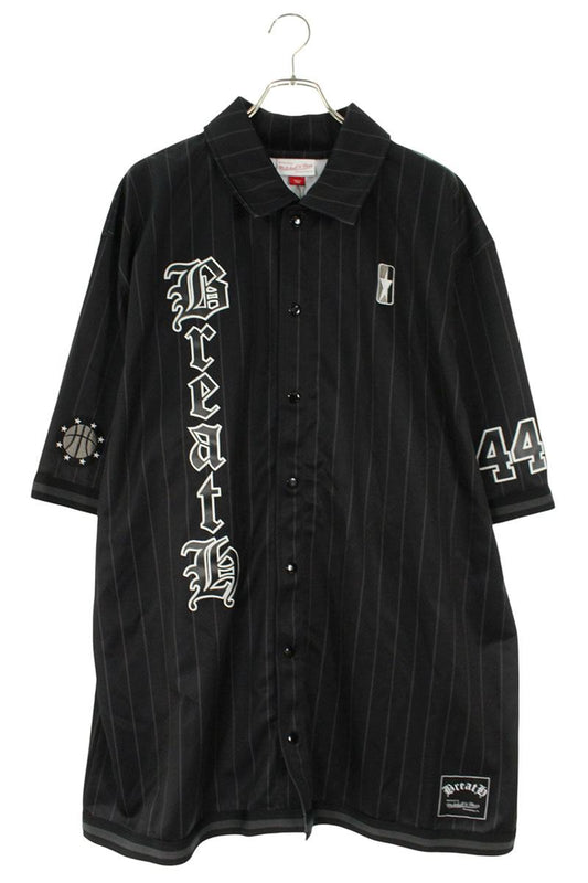 Mitchell & Ness BreatH Logo Short Sleeve Shirt Black Size 52