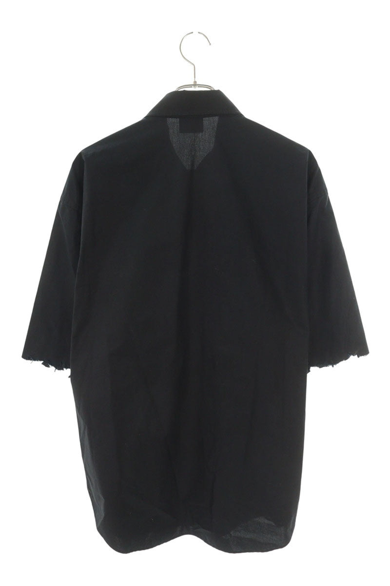 Balenciaga Logo Embroidered Distressed Short Sleeve Shirt Black Size XXS