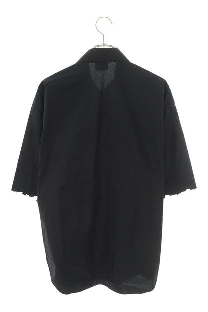 Balenciaga Logo Embroidered Distressed Short Sleeve Shirt Black Size XXS