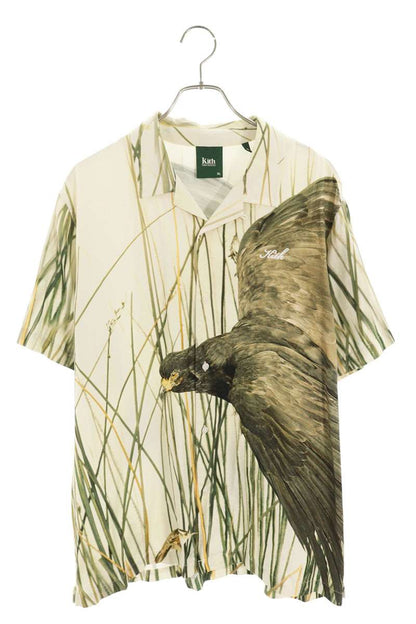 KITH Silk Blend Eagle Design S/S Shirt Beige Size XL
