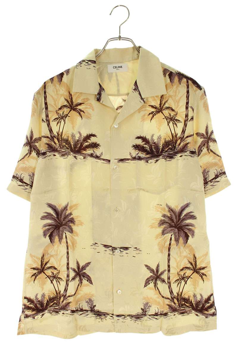 CELINE Silk Hawaiian S/S Shirt Beige Size XXL