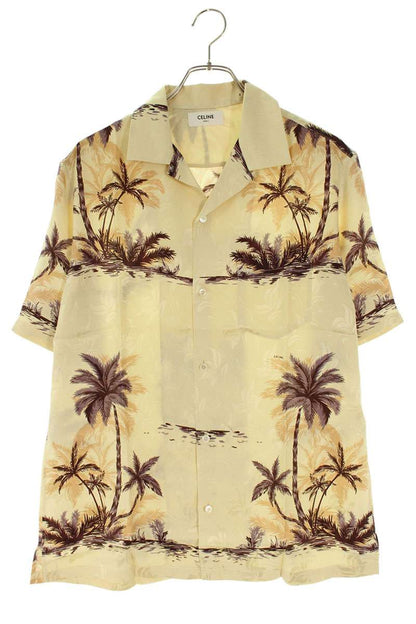 CELINE Silk Hawaiian S/S Shirt Beige Size XXL