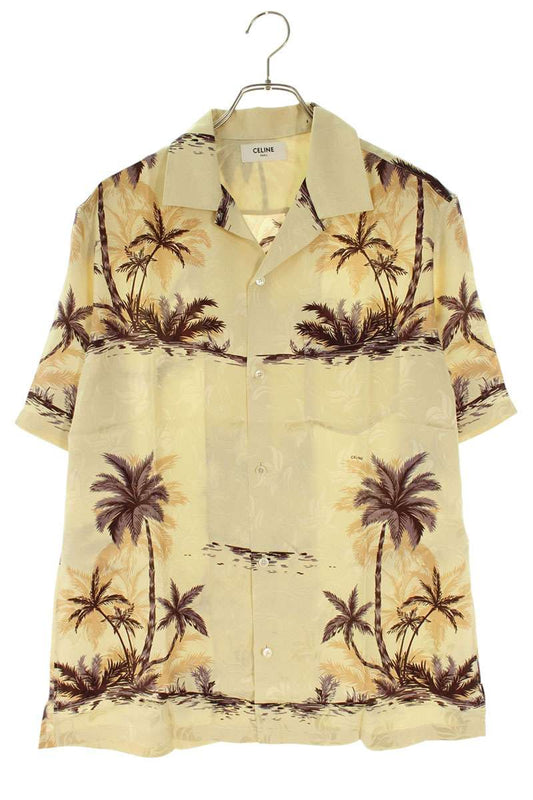 CELINE Silk Hawaiian S/S Shirt Beige Size XXL