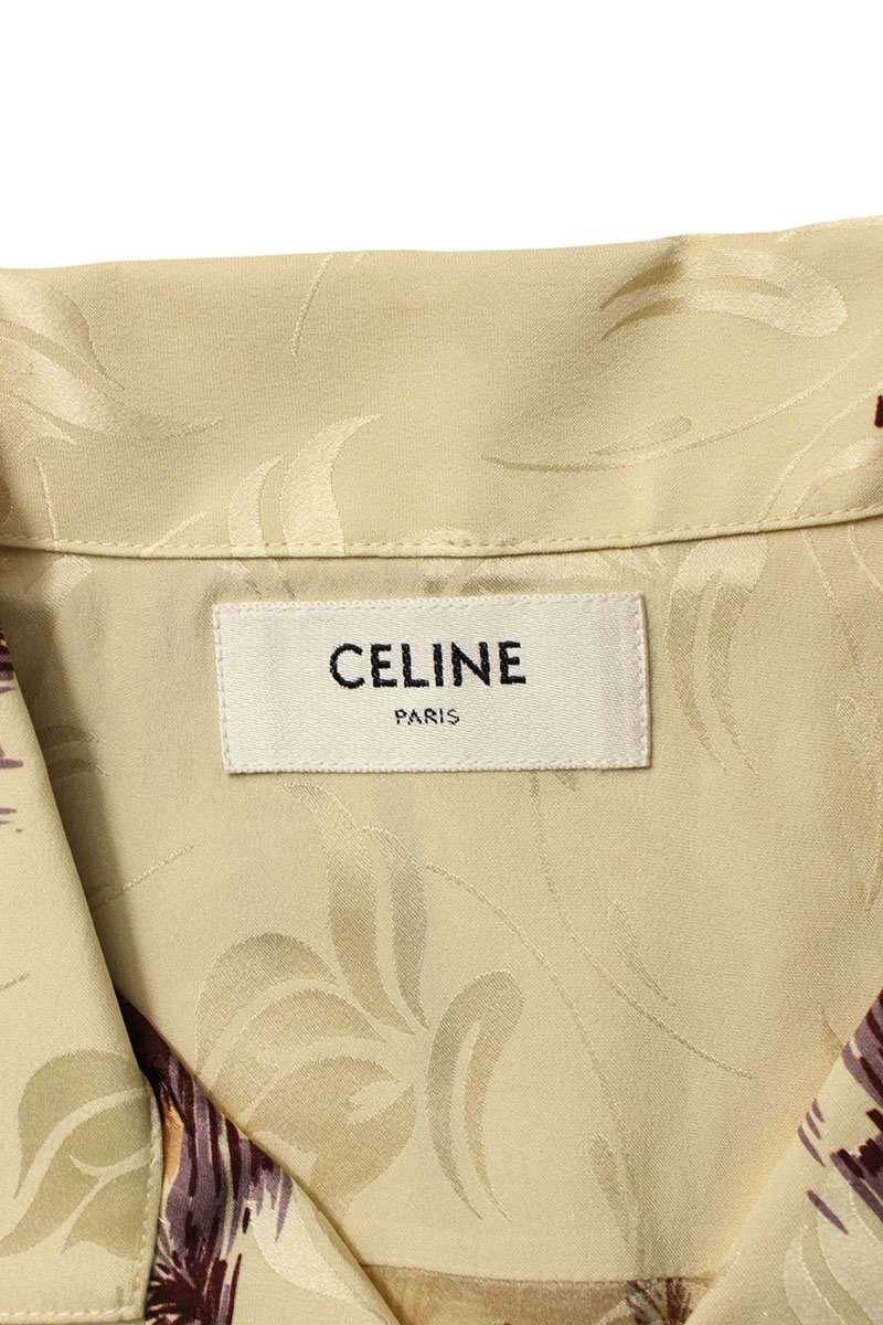 CELINE Silk Hawaiian S/S Shirt Beige Size XXL