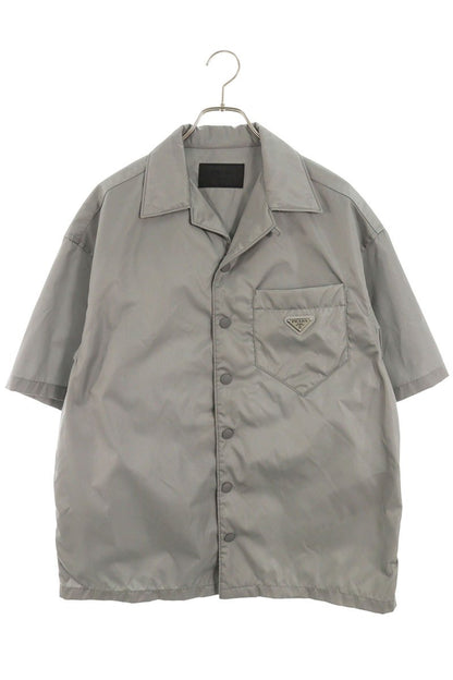 PRADA Triangle Plate Re-Nylon S/S Shirt Gray Size S