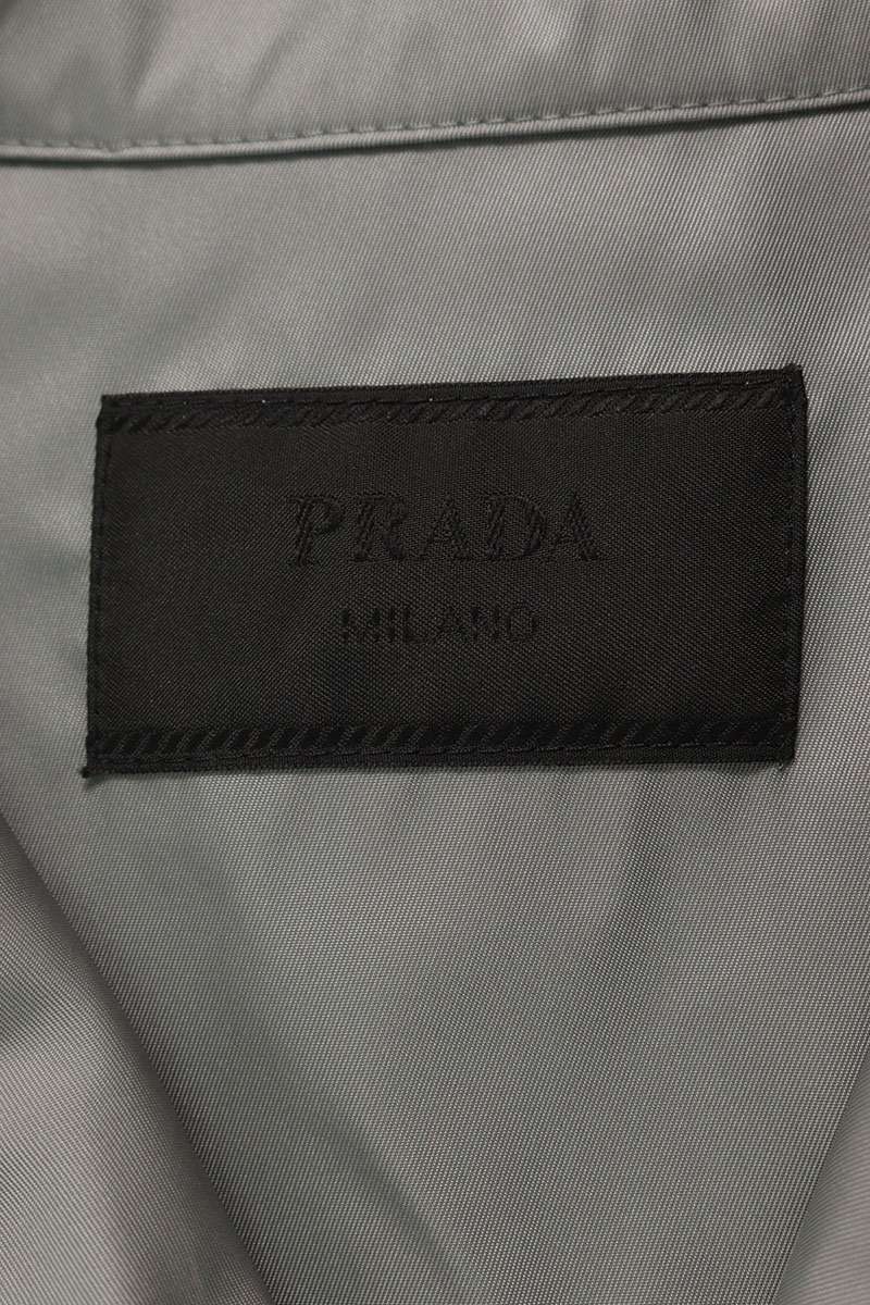 PRADA Triangle Plate Re-Nylon S/S Shirt Gray Size S