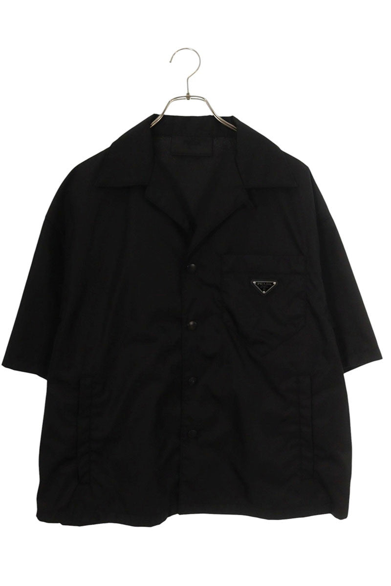 PRADA Re-Nylon Triangle Plate S/S Shirt Black Size M
