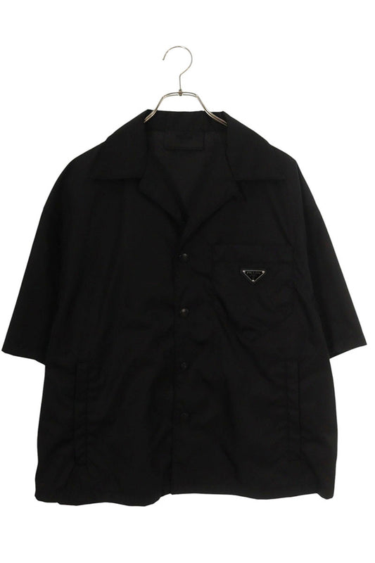 PRADA Re-Nylon Triangle Plate S/S Shirt Black Size M