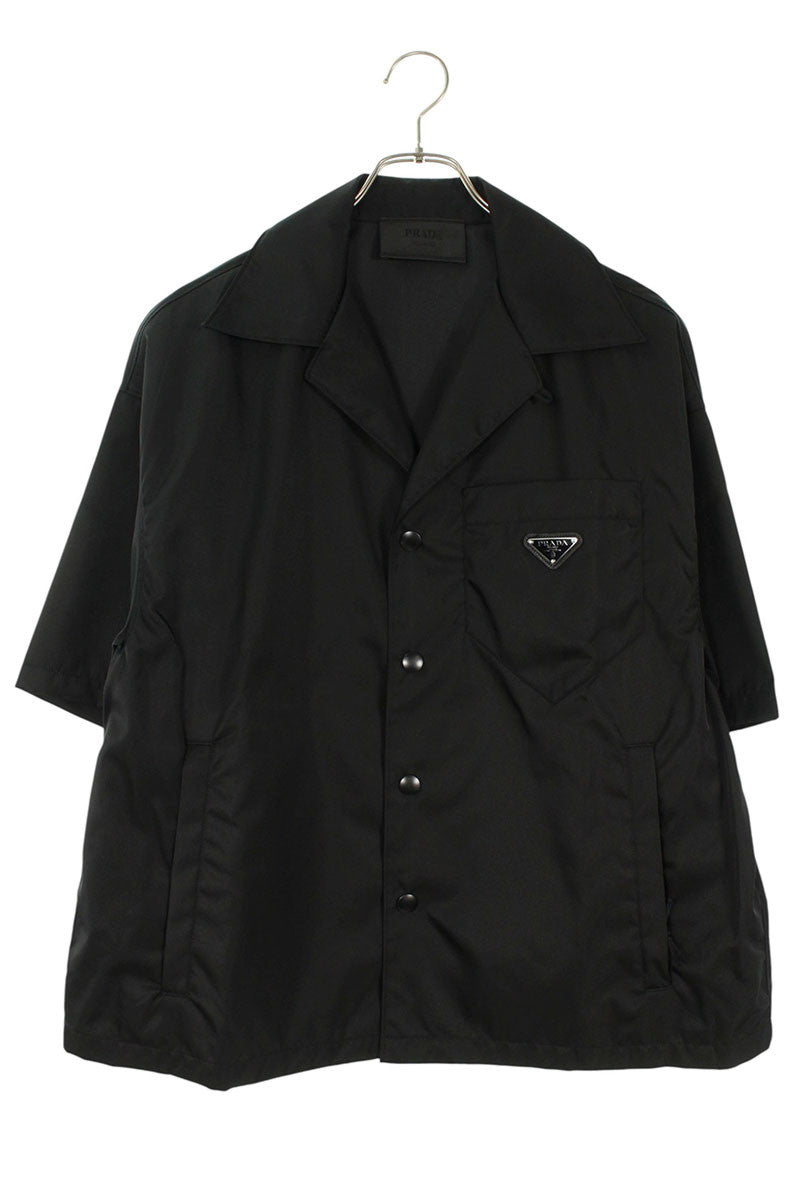 PRADA SS26 Re-Nylon Triangle Plate S/S Shirt Black Size S