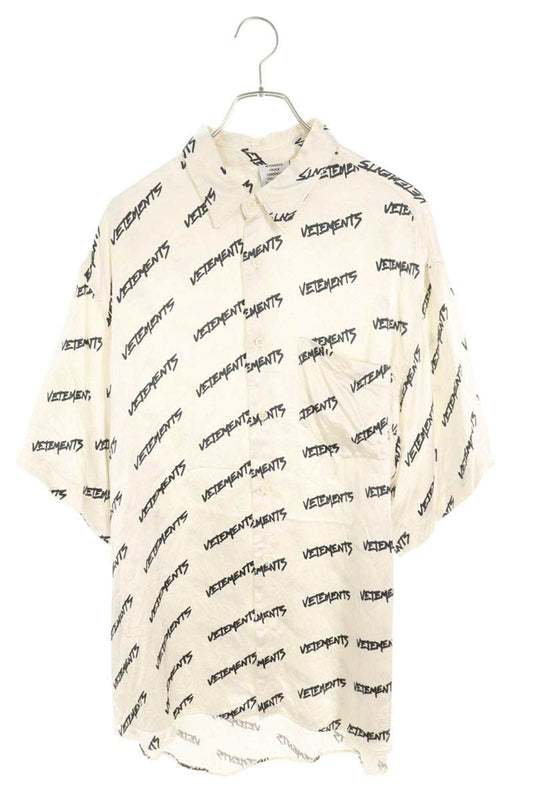Vetements All-Over Print Short Sleeve Shirt White x Black Size S