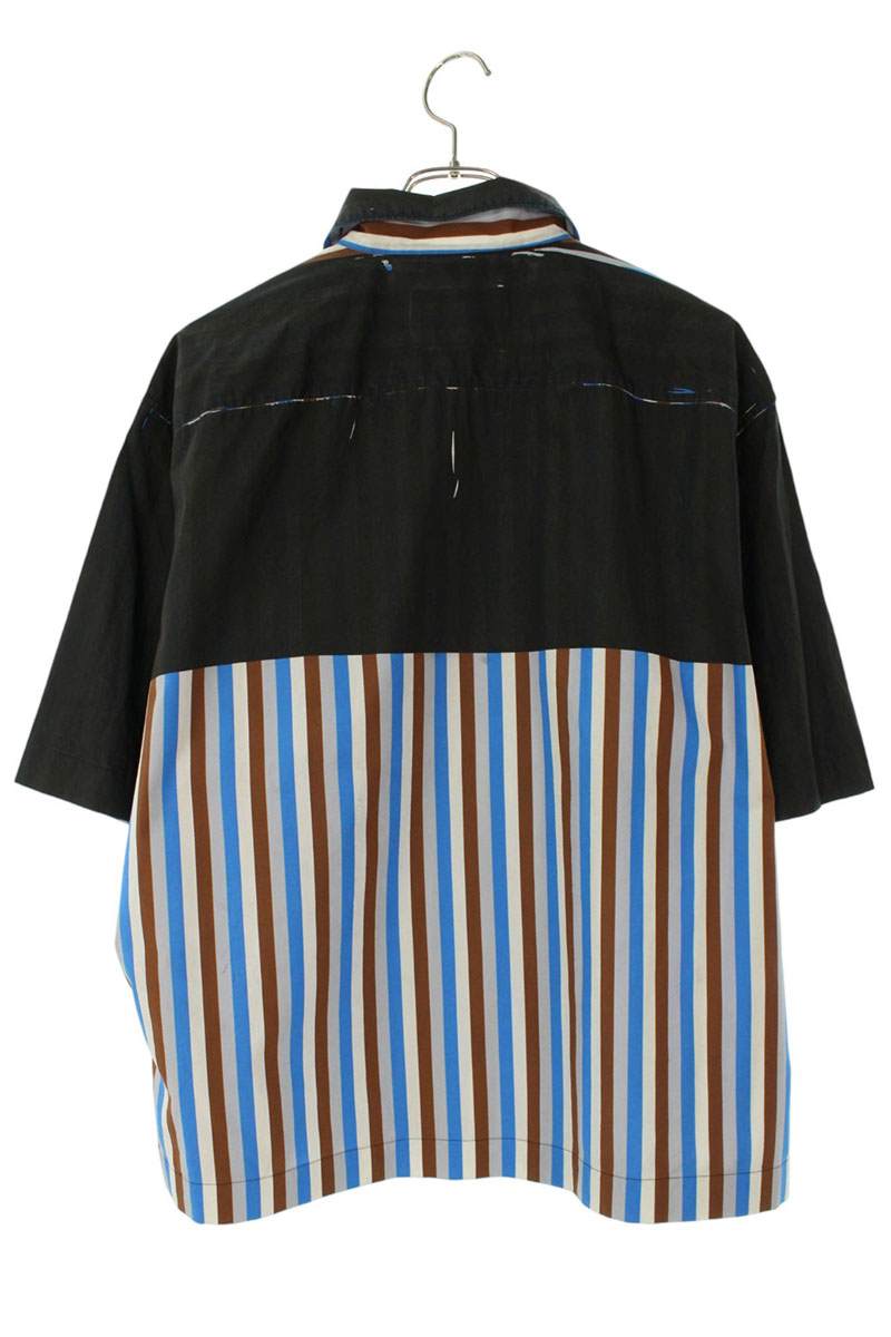 Prada Striped Cotton Short Sleeve Shirt Multi-color Size L