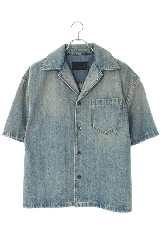 PRADA Bleach Denim S/S Shirt Blue Size M
