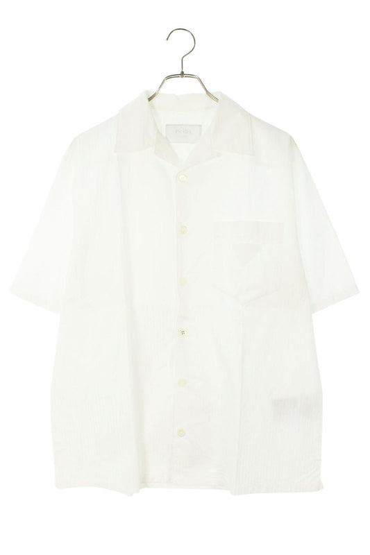 Prada Stripe Triangle Patch S/S Cotton Shirt Size S