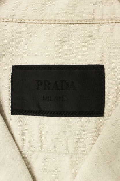 PRADA Triangle Logo Plate S/S Shirt Beige Size S