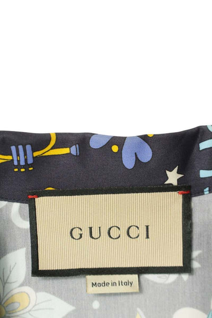 GUCCI Retro Flower Pony Print Bowling Cotton Shirt Size S
