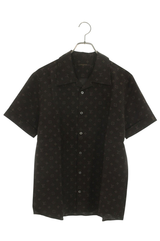 Louis Vuitton 06SS All-Over Print Silk Short Sleeve Shirt Brown Size 38