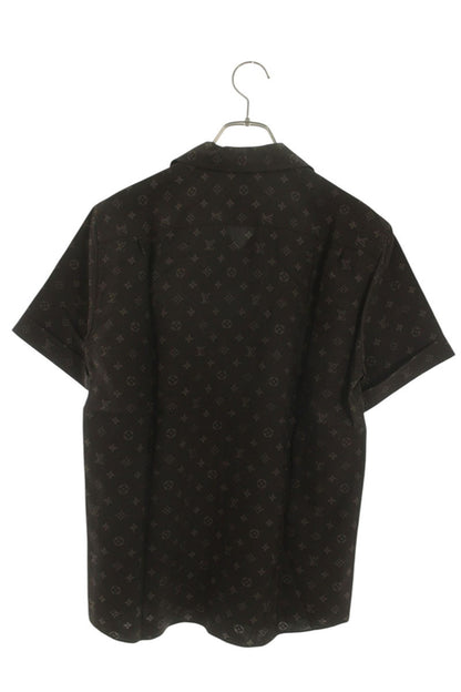 Louis Vuitton 06SS All-Over Print Silk Short Sleeve Shirt Brown Size 38