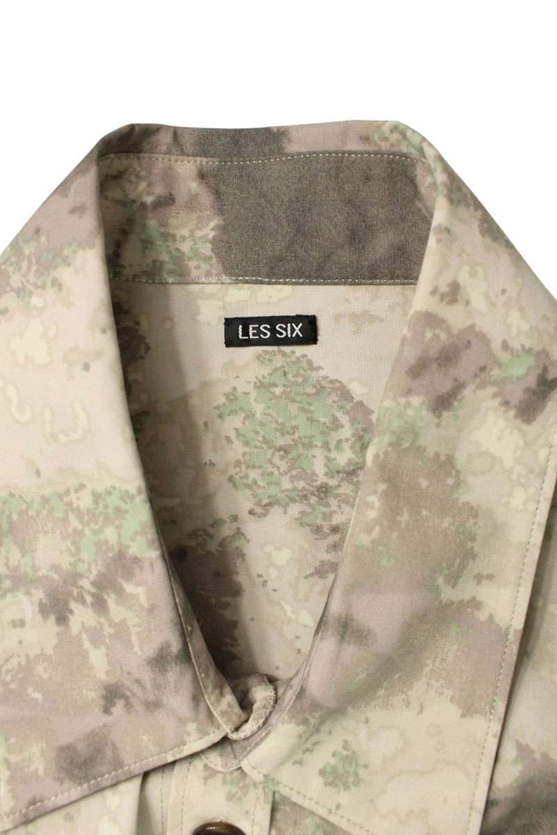LES SIX Camo Print Cotton S/S Shirt Size XS