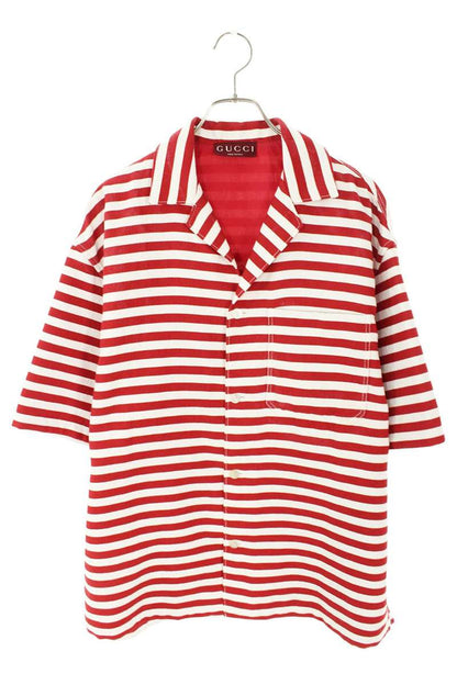 GUCCI GG Jacquard Border S/S Cotton Blend Shirt Size S