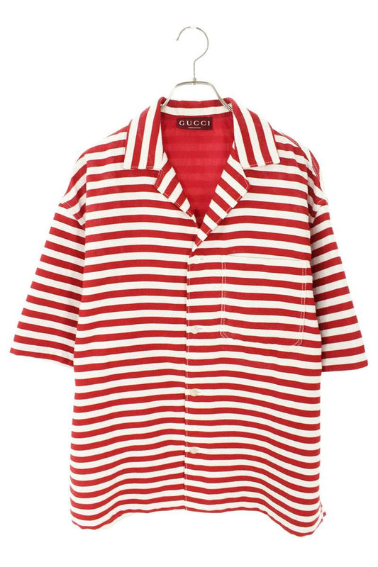 GUCCI GG Jacquard Border S/S Cotton Blend Shirt Size S