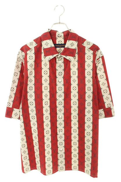 Louis Vuitton 22SS Striped Short Sleeve Shirt Red x Gray Size L