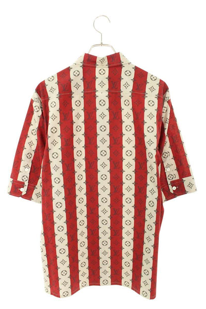 Louis Vuitton 22SS Striped Short Sleeve Shirt Red x Gray Size L