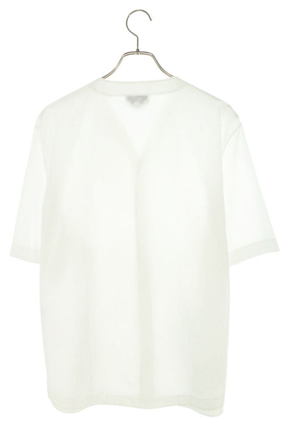 Hermes Collarless Cotton Short Sleeve Shirt White Size 42