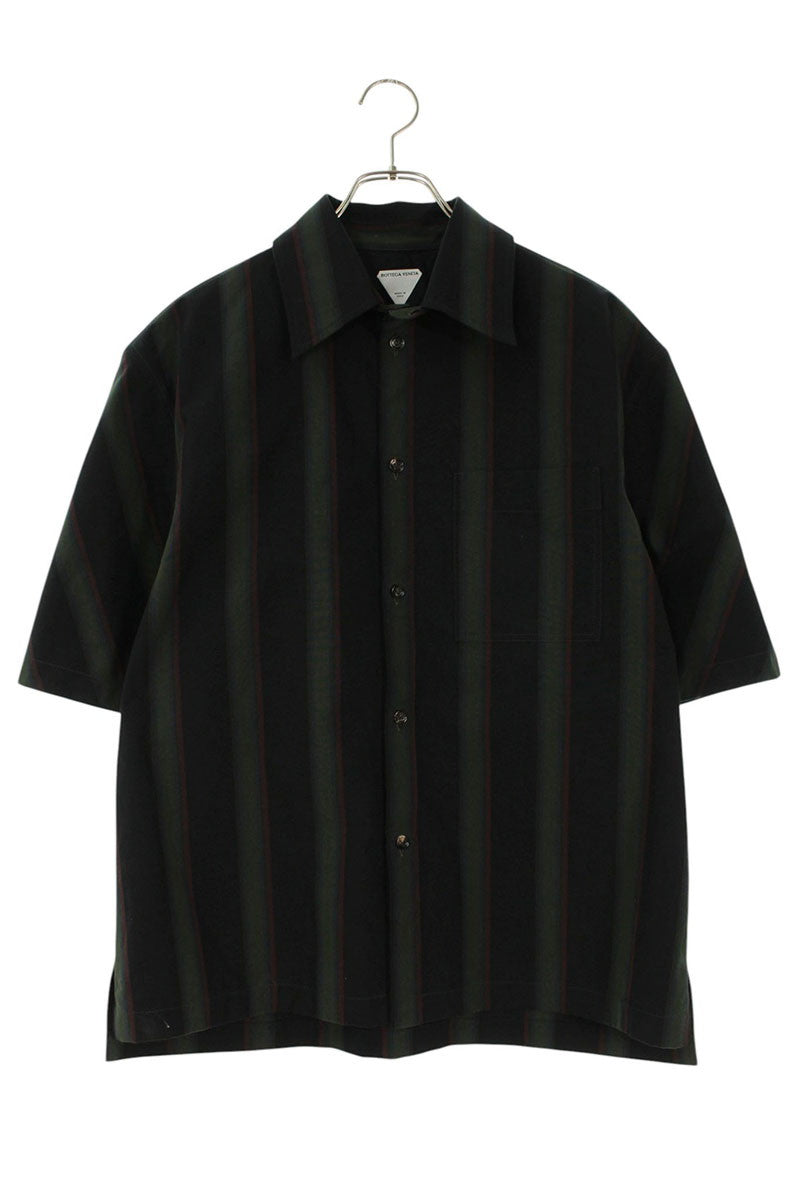 Bottega Veneta Striped Short Sleeve Shirt Green x Black Size S
