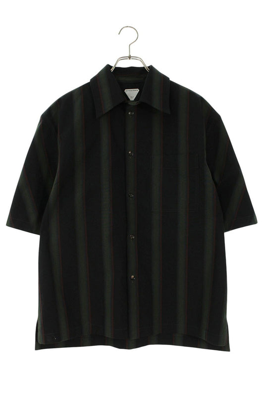 Bottega Veneta Striped Short Sleeve Shirt Green x Black Size S