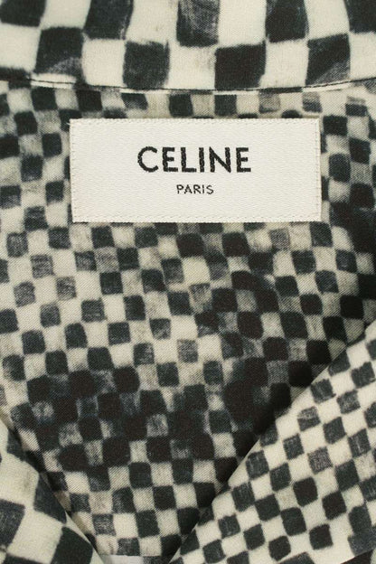 CELINE Check Pattern Rayon Hawaiian S/S Shirt Size XXS