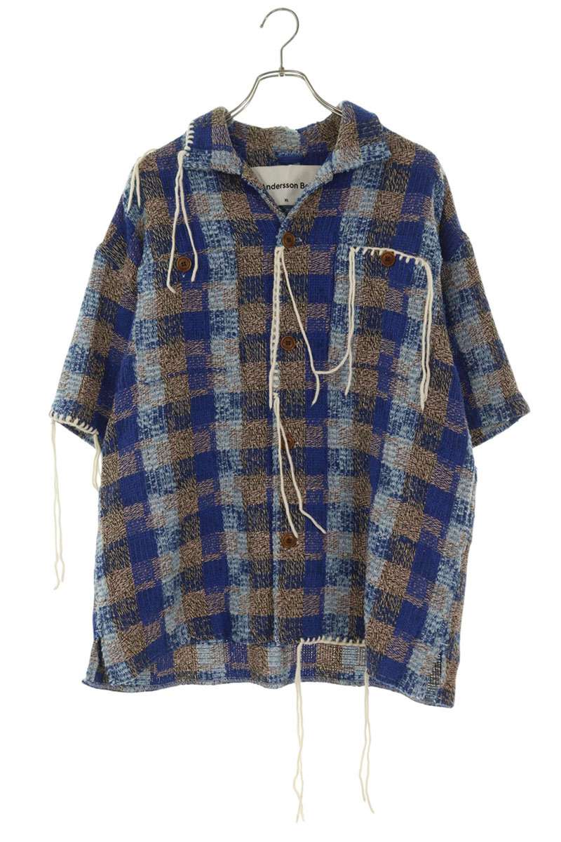 ANDERSSON BELL Kenley Check Open Collar Shirt Size XL