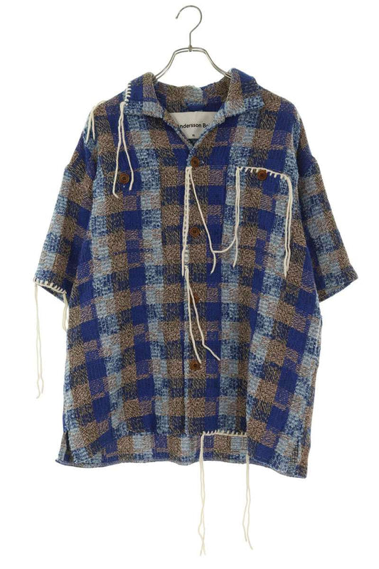ANDERSSON BELL Kenley Check Open Collar Shirt Size XL
