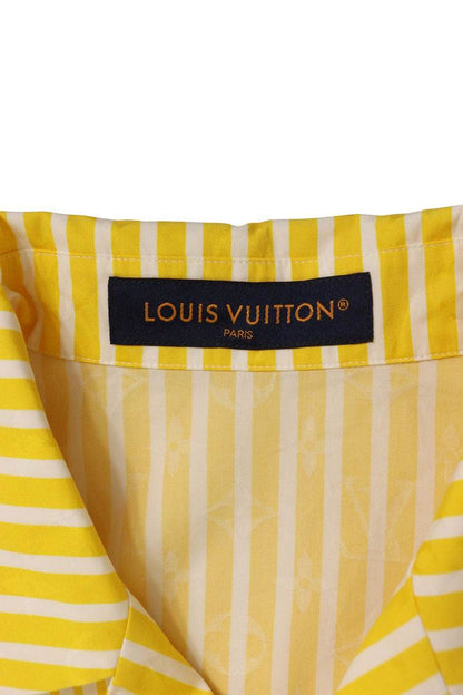 LOUISVUITTON 25AW Monogram Stripe Rubber Logo Shirt Size XS