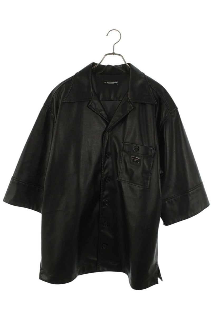 DOLCE & GABBANA Faux Leather S/S Shirt Size XS