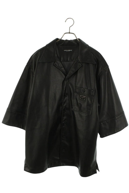 DOLCE & GABBANA Faux Leather S/S Shirt Size XS